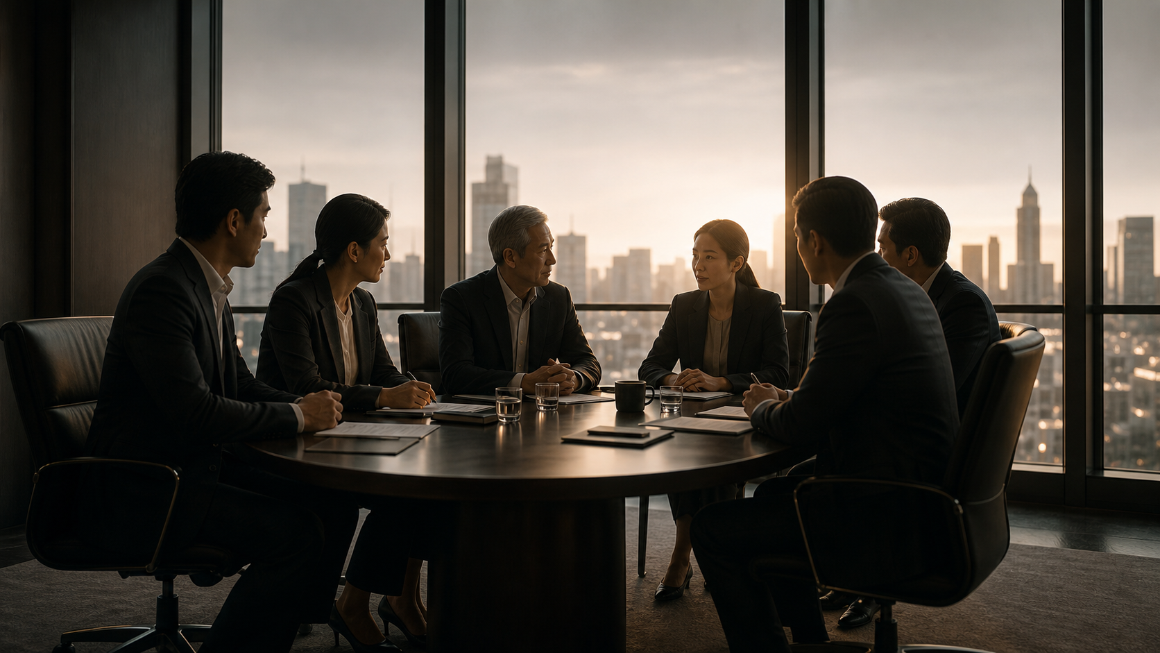 Private boardroom meeting representing family business advisory