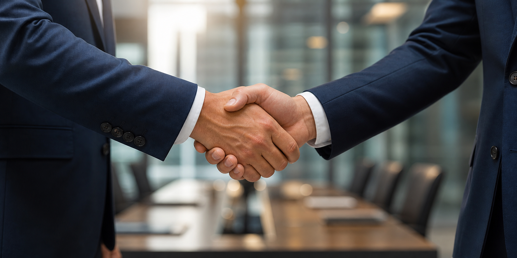 Business handshake representing transaction advisory